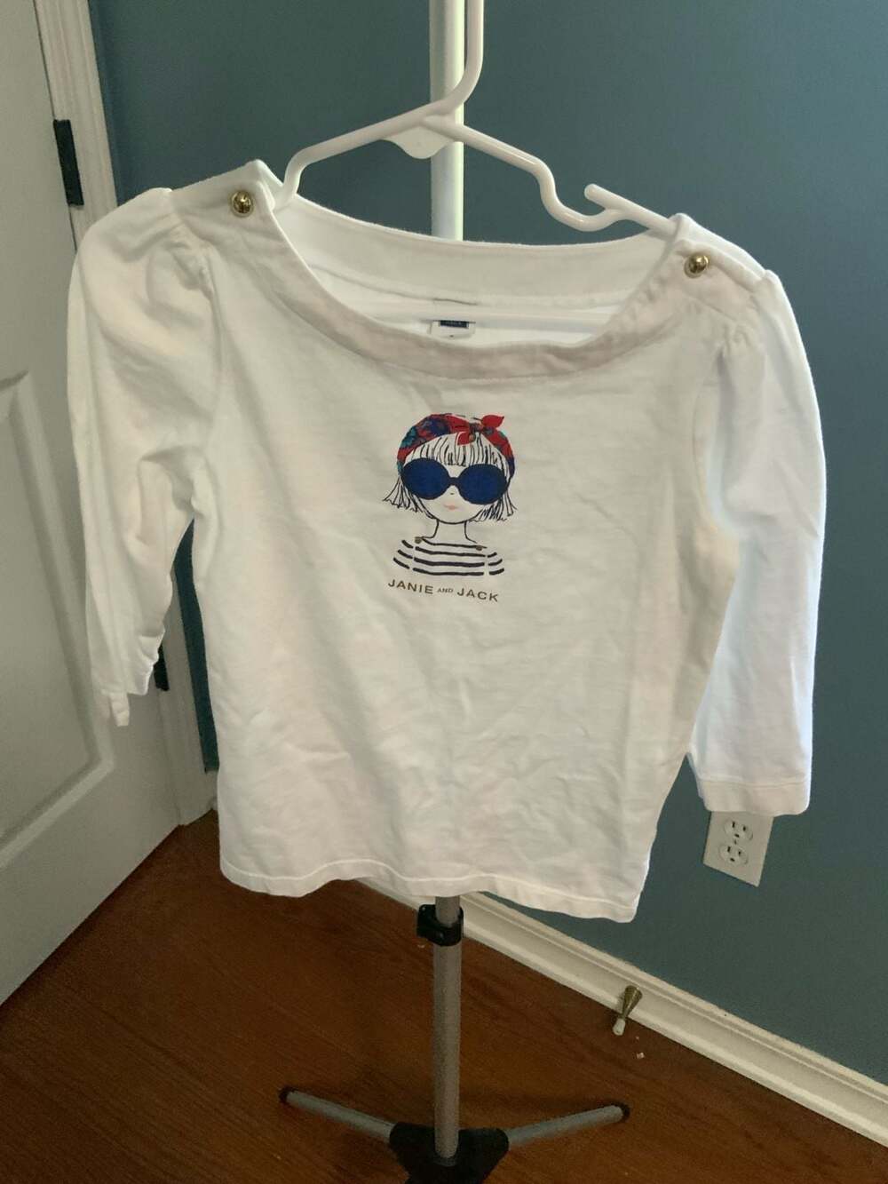 Janie And Jack Graphic Tee Size Girls 6 White Sunglasses Girl
